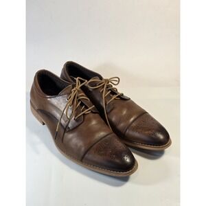 Carlo Morandi Men's Cap Toe Oxford Brown Brogue Memory Foam Dress Shoes Size 10D